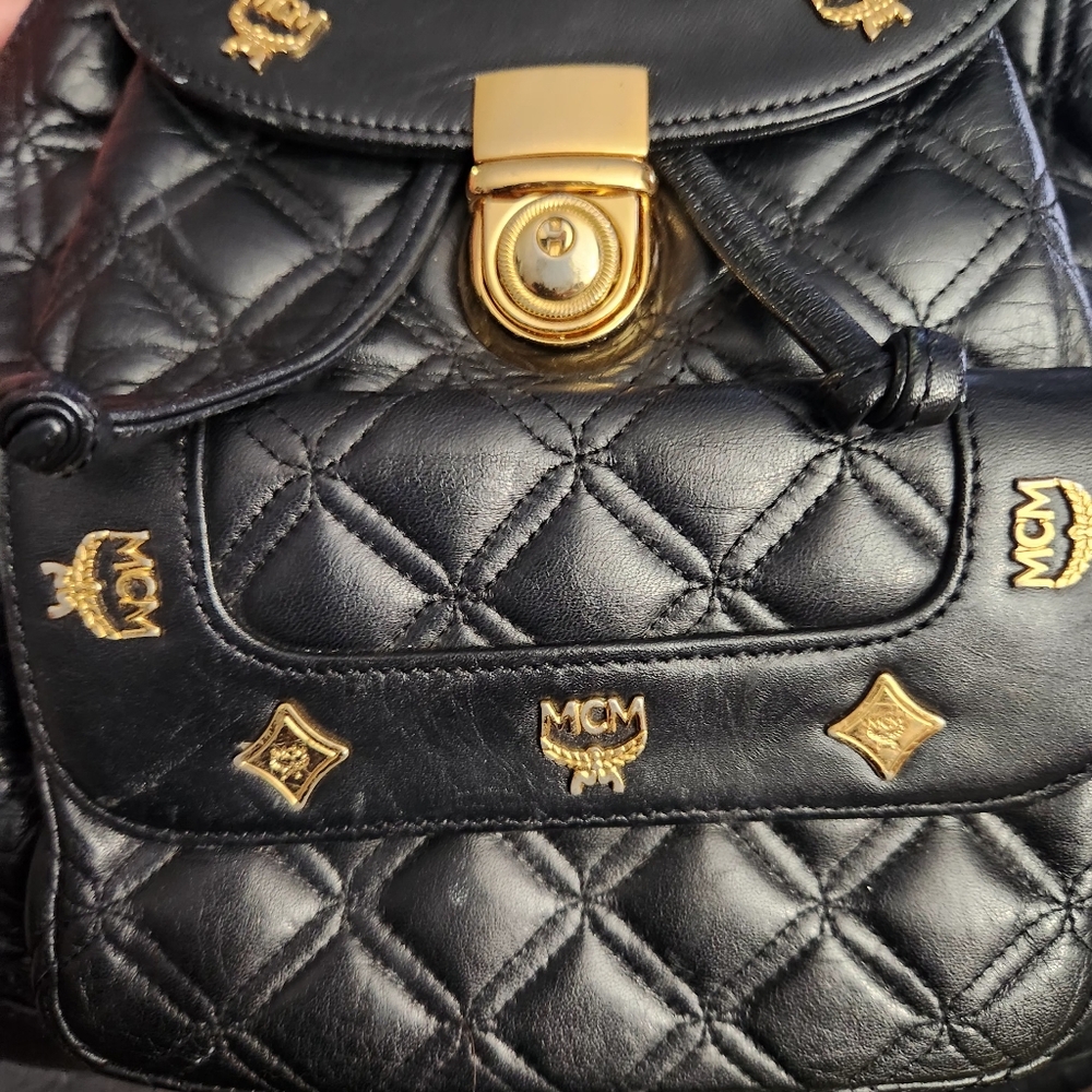 Authentic MCM Quilt Black Leather Backpack - Picture 3 of 14